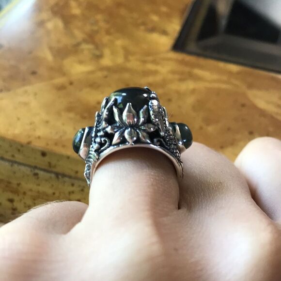 Artistic Natural Labradorite Sterling Silver Cocktail Ring Size 6 - Picture 3 of 8